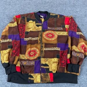 VTG Cascais Of California Jacket Womens 1X Full Zip Satin Baggy Loose 90s Bomber